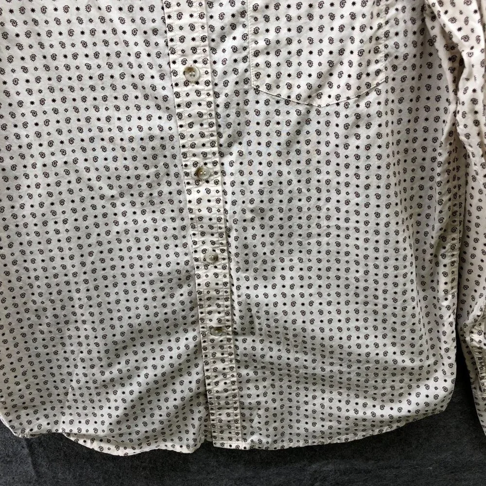 Banana Republic Untucked Fit Shirt Mens S Ivory Paisley Print Long‎ Sleeve